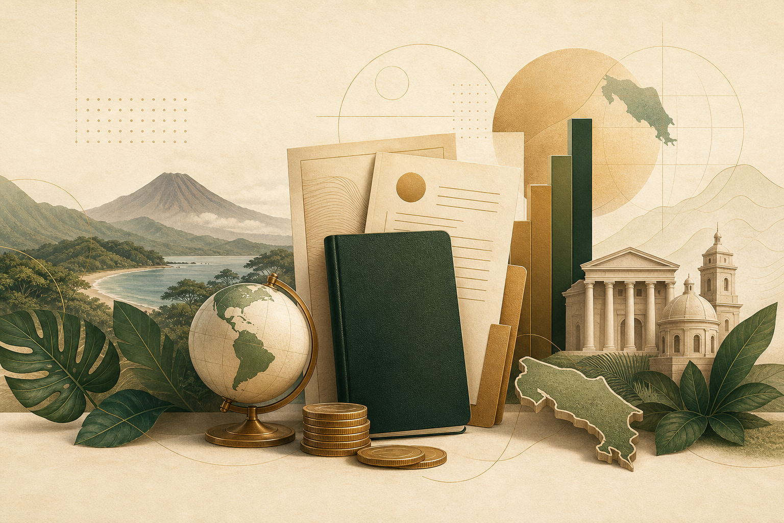 Costa Rica Rentista and Investor Residency Guide - editorial illustration