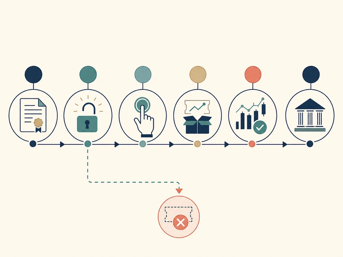 Timeline of grant, vesting, exercise, settlement, sale and forfeiture events