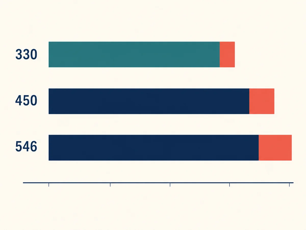 Editorial chart comparing 330, 450 and 546 day thresholds with their allowed return-day counts